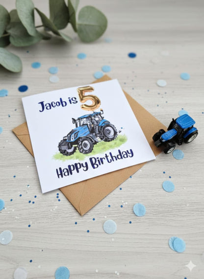 Personalised Tractor/Digger/Excavator farm themed Birthday Card – luxury Foiled Name & Age –Country Birthday Card for tractor lovers