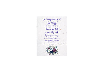 30 Plantable Seed Floral Tribute cards for Funerals * Funeral Favours*  Eco friendly Cards* Order of service cards