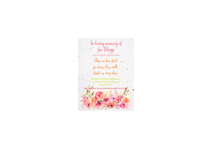 30 Plantable Seed Floral Tribute cards for Funerals * Funeral Favours*  Eco friendly Cards* Order of service cards