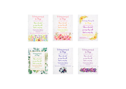 30 Plantable Seed Floral Tribute cards for Funerals * Funeral Favours*  Eco friendly Cards* Order of service cards