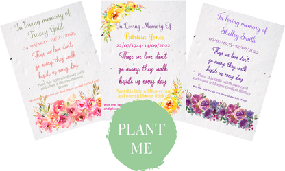 30 Plantable Seed Floral Tribute cards for Funerals * Funeral Favours*  Eco friendly Cards* Order of service cards