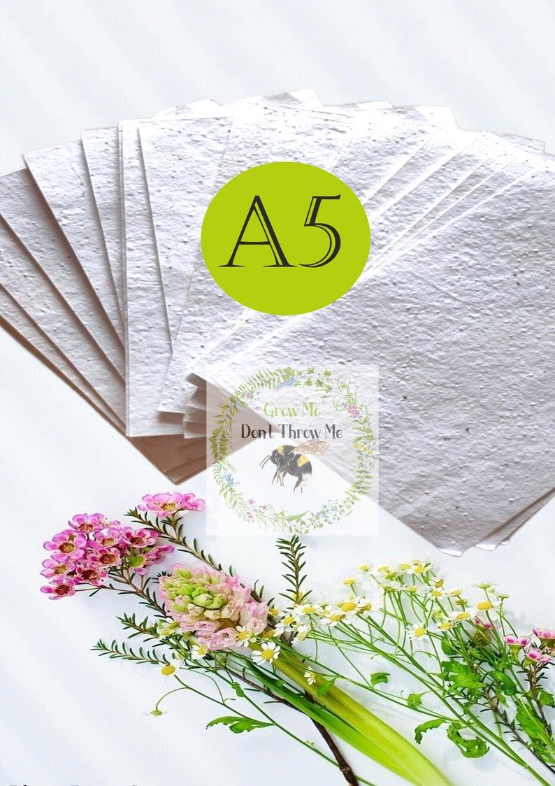 Plantable wildflower seed paper 10 sheets A5