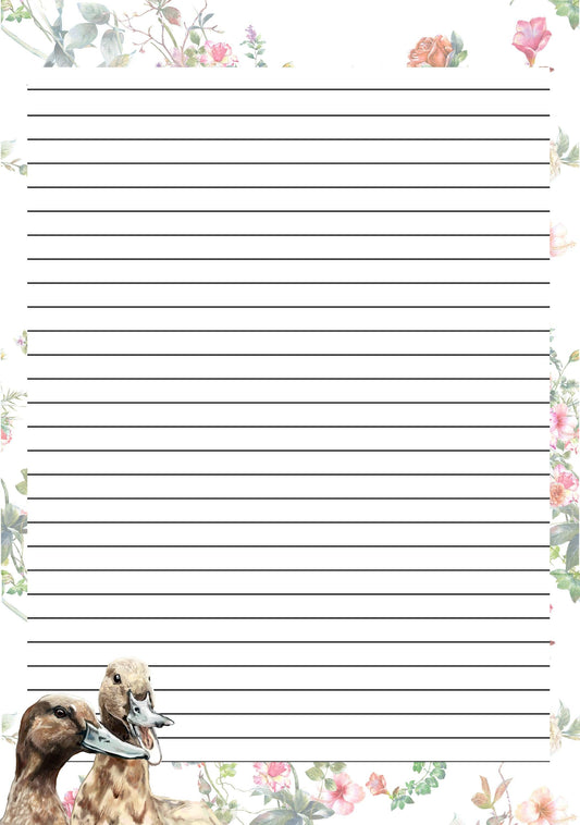 Writing paper-Beautiful lined paper- A5- letter writing set-Duck- Bee-Hare -Envelopes- Stickers- Letter writing- Penpal letter