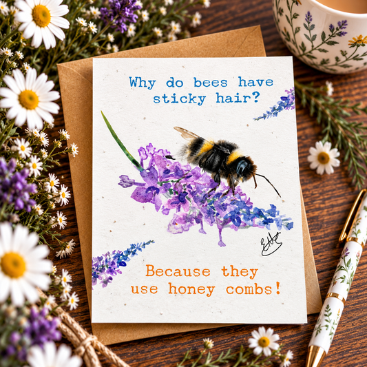 Funny Bee Birthday Card – Plantable Wildflower Seed Paper