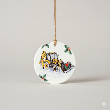 Christmas Tractor Ceramic Bauble – 7cm | Original Farm Art | John Deere, New Holland, Massey 135 & Case IH | Xmas tree Ornament