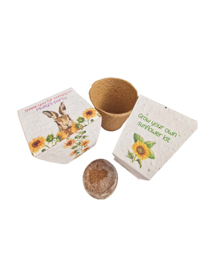 Grow your own Sunflowers kit- personalised party favours -Plastic Free Party Bag Fillers. Eco- Friendly Party Favours- End of term gifts.