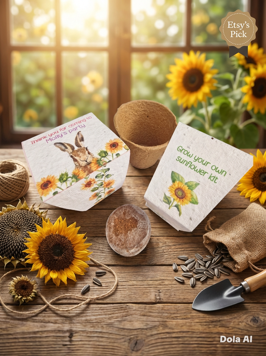 Grow your own Sunflowers kit- personalised party favours -Plastic Free Party Bag Fillers. Eco- Friendly Party Favours- End of term gifts.