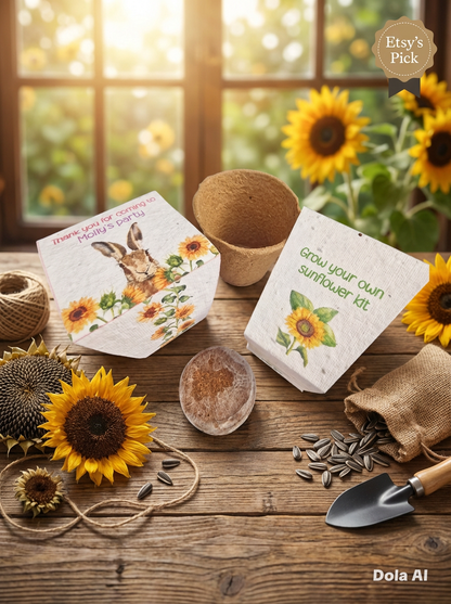 Grow your own Sunflowers kit- personalised party favours -Plastic Free Party Bag Fillers. Eco- Friendly Party Favours- End of term gifts.