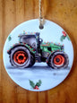 Christmas Tractor Ceramic Bauble – 7cm | Original Farm Art | John Deere, New Holland, Massey 135 & Case IH | Xmas tree Ornament