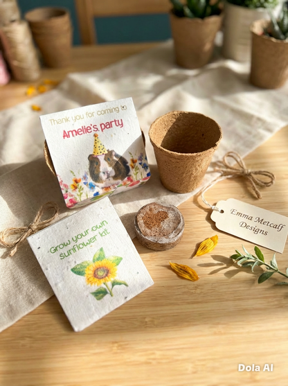 Grow your own Sunflowers kit- personalised party favours -Plastic Free Party Bag Fillers. Eco- Friendly Party Favours- End of term gifts.